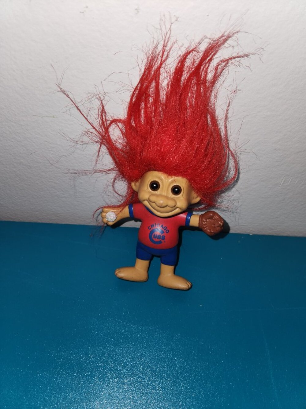 Vintage Chicago Cubs Baseball Troll Doll Red Hair Figure